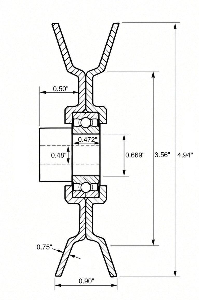 Clearance - VS500 5" OD Steel V-Belt Idler Pulley (VH79B23PB)