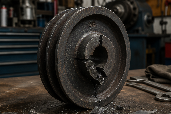 Guide to identifying a worn or broken pulley.